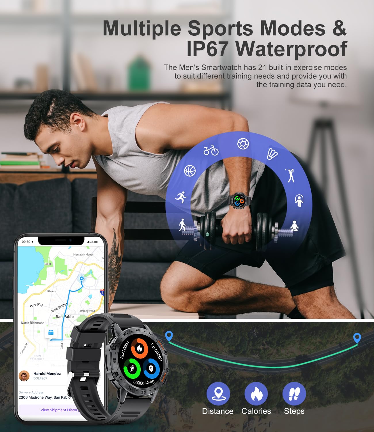 Military Smart Watch For Men(Answer/Dial Calls),100 Sports Modes, 5Atm Waterproof Fitness Watch With Heart Rate/Spo2/Blood Press